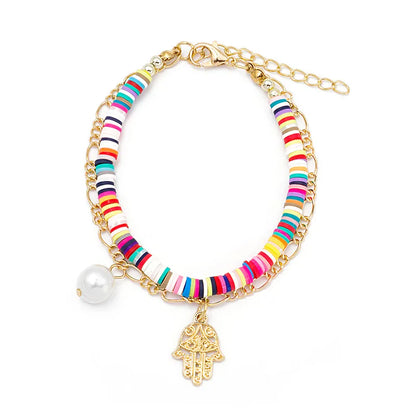 Baroque Style Roman Style Multicolor Alloy Soft Clay Handmade Gold Plated Women'S Bracelets