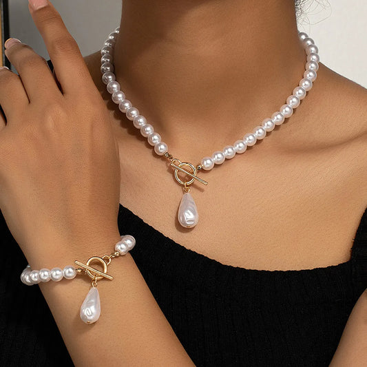 Baroque Style Round Imitation Pearl Wholesale Bracelets Necklace