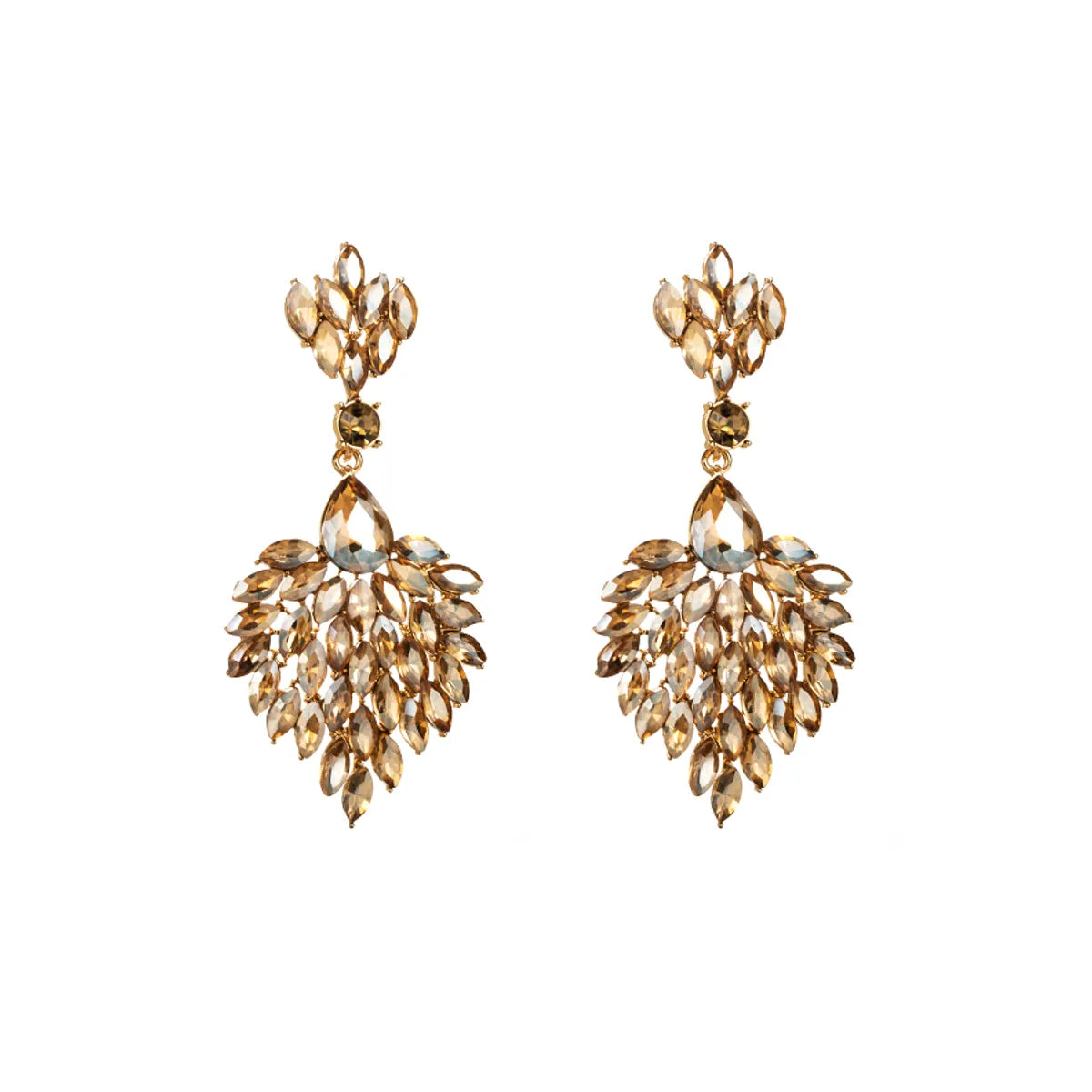 Baroque Style Shiny Water Droplets Alloy Plating Inlay Rhinestones Glass Gold Plated Women'S Drop Earrings