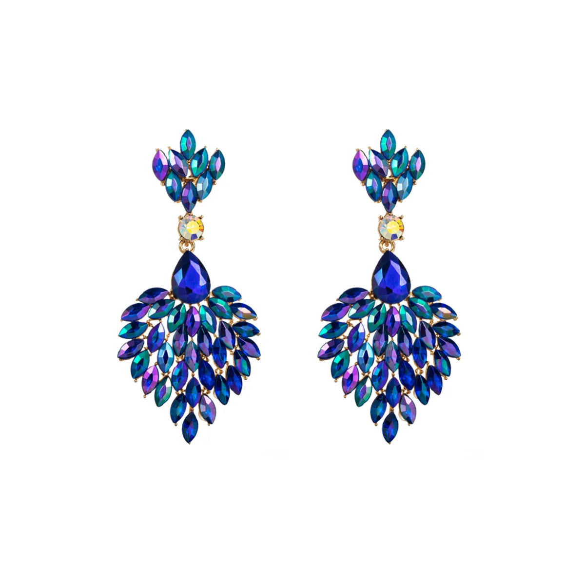 Baroque Style Shiny Water Droplets Alloy Plating Inlay Rhinestones Glass Gold Plated Women'S Drop Earrings