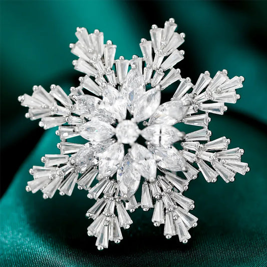 Baroque Style Sweet Snowflake Copper Inlay Zircon Women'S Brooches