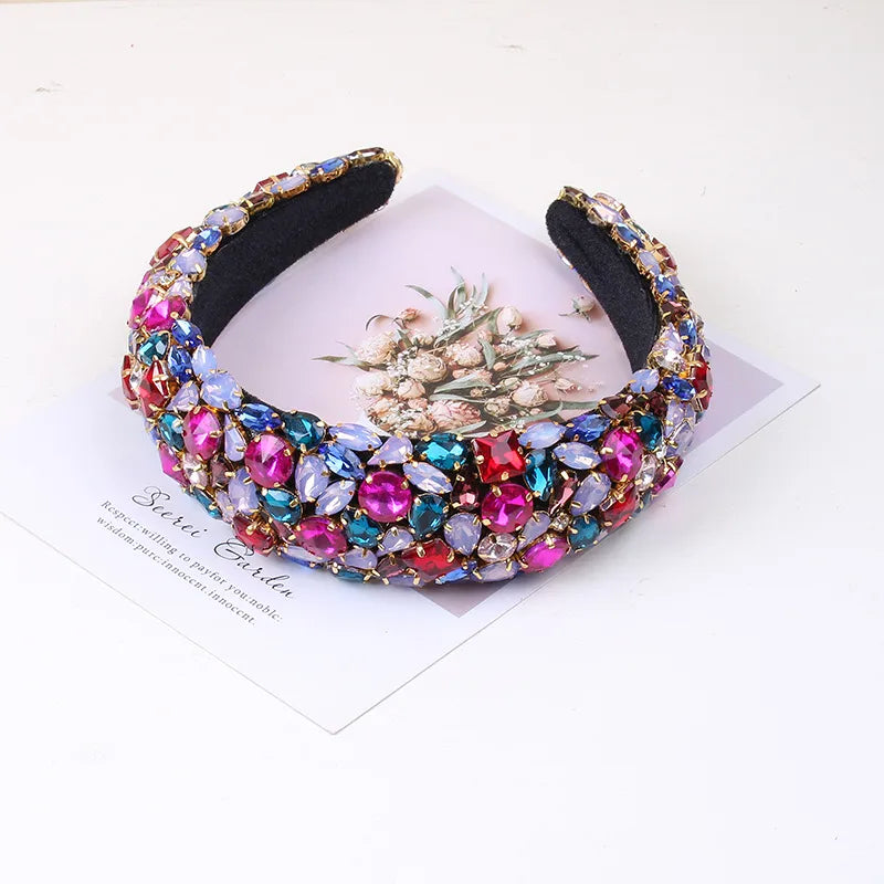 Baroque Style U Shape Sponge Inlay Rhinestones Pearl Hair Band 1 Piece