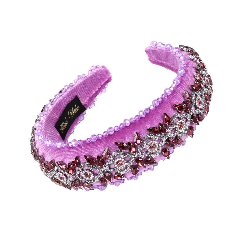 Baroque Style U Shape Sponge Inlay Rhinestones Pearl Hair Band 1 Piece