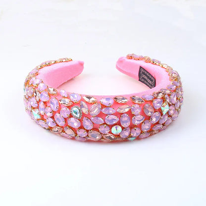 Baroque Style U Shape Sponge Inlay Rhinestones Pearl Hair Band 1 Piece