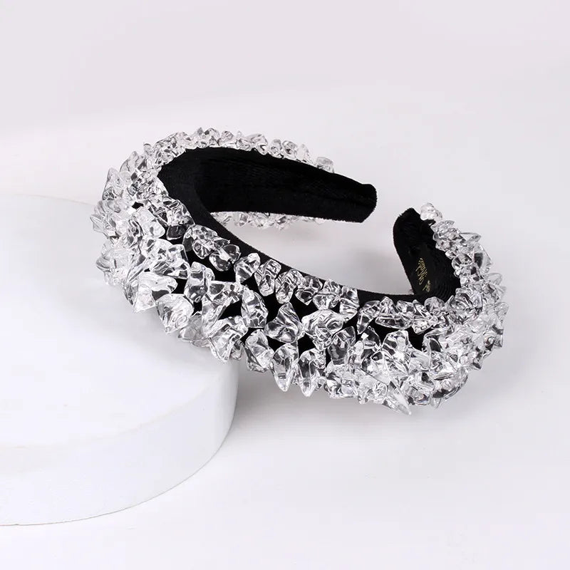 Baroque Style U Shape Sponge Inlay Rhinestones Pearl Hair Band 1 Piece