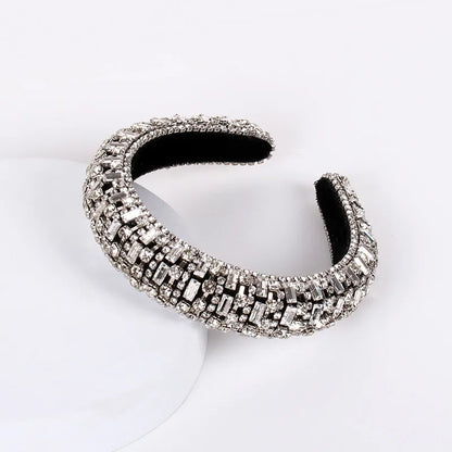 Baroque Style U Shape Sponge Inlay Rhinestones Pearl Hair Band 1 Piece