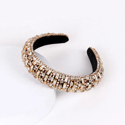 Baroque Style U Shape Sponge Inlay Rhinestones Pearl Hair Band 1 Piece