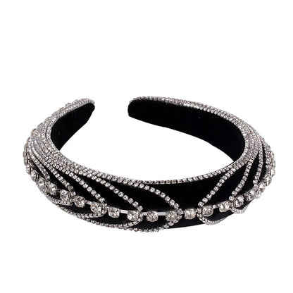 Baroque Style U Shape Sponge Inlay Rhinestones Pearl Hair Band 1 Piece