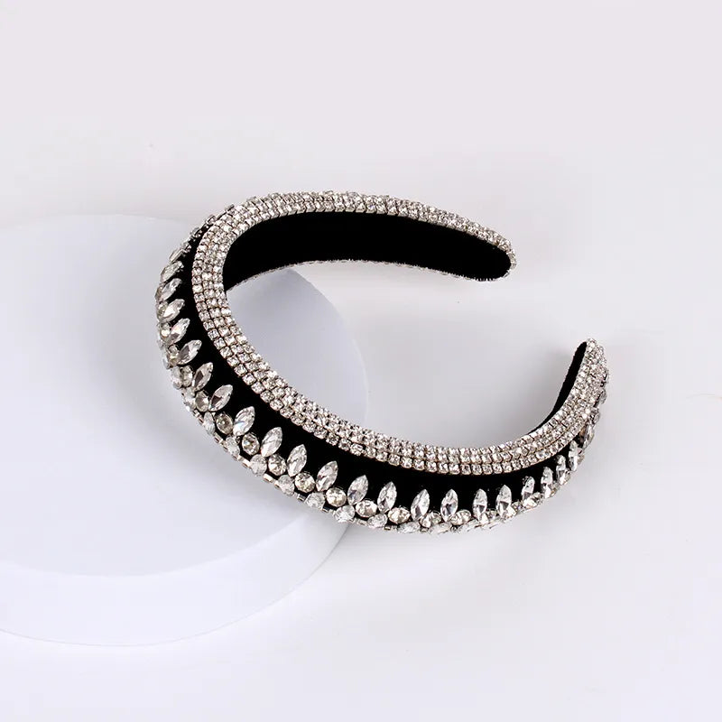 Baroque Style U Shape Sponge Inlay Rhinestones Pearl Hair Band 1 Piece