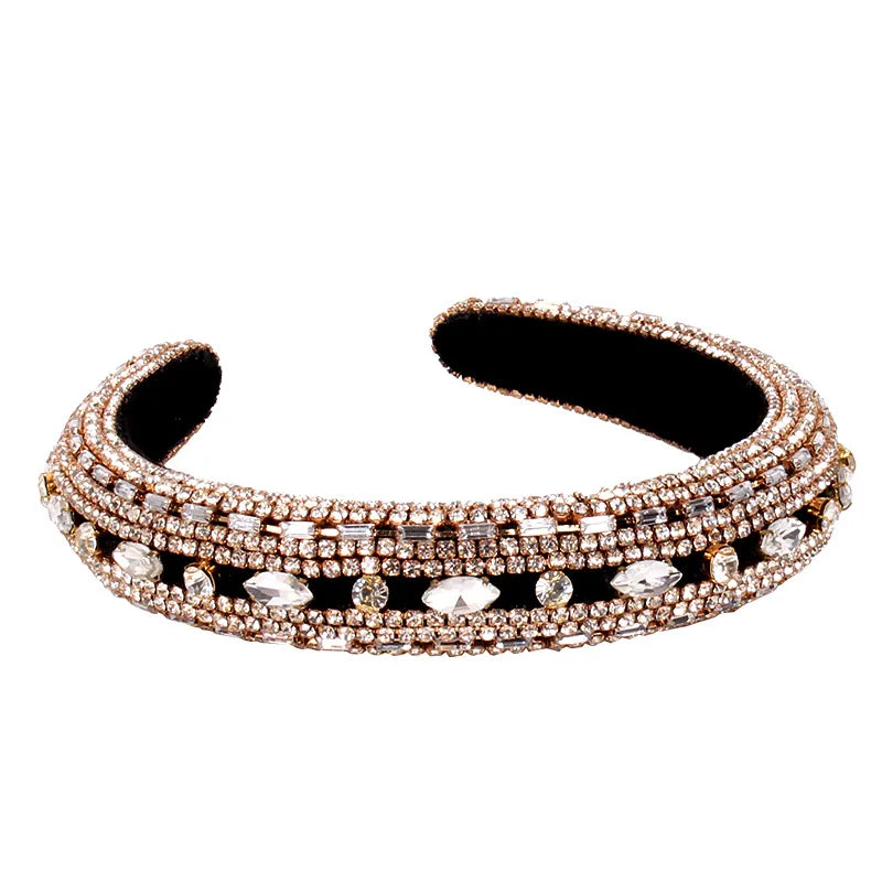 Baroque Style U Shape Sponge Inlay Rhinestones Pearl Hair Band 1 Piece