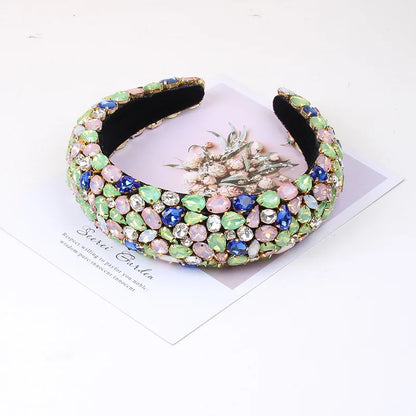 Baroque Style U Shape Sponge Inlay Rhinestones Pearl Hair Band 1 Piece