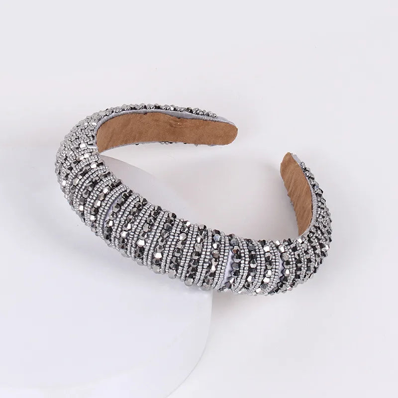 Baroque Style U Shape Sponge Inlay Rhinestones Pearl Hair Band 1 Piece