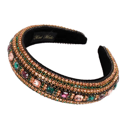 Baroque Style U Shape Sponge Inlay Rhinestones Pearl Hair Band 1 Piece