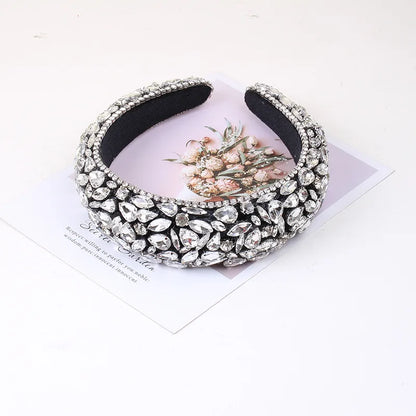 Baroque Style U Shape Sponge Inlay Rhinestones Pearl Hair Band 1 Piece