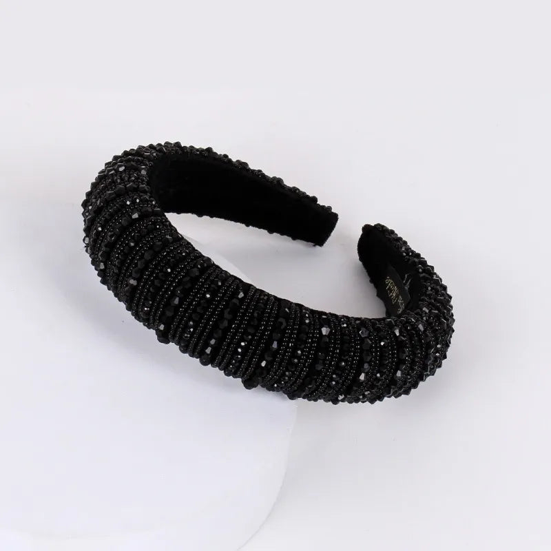 Baroque Style U Shape Sponge Inlay Rhinestones Pearl Hair Band 1 Piece