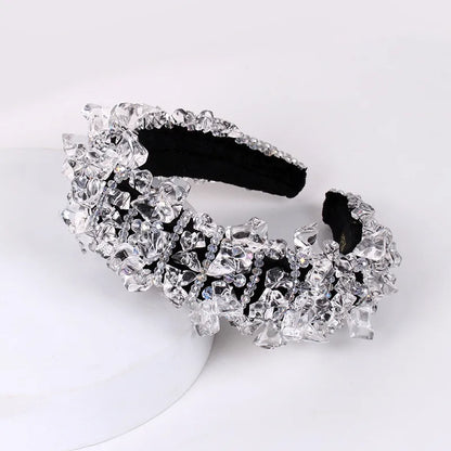 Baroque Style U Shape Sponge Inlay Rhinestones Pearl Hair Band 1 Piece