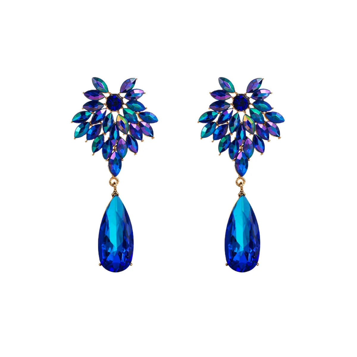 Baroque Style Water Droplets Alloy Plating Inlay Rhinestones Glass Gold Plated Women's Drop Earrings