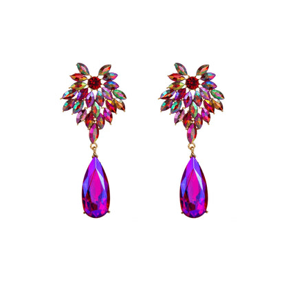 Baroque Style Water Droplets Alloy Plating Inlay Rhinestones Glass Gold Plated Women's Drop Earrings