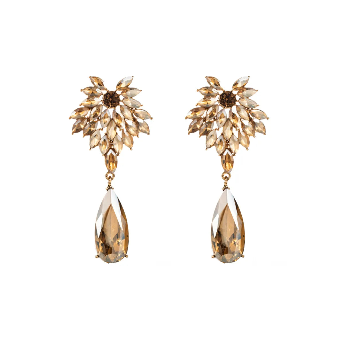 Baroque Style Water Droplets Alloy Plating Inlay Rhinestones Glass Gold Plated Women's Drop Earrings