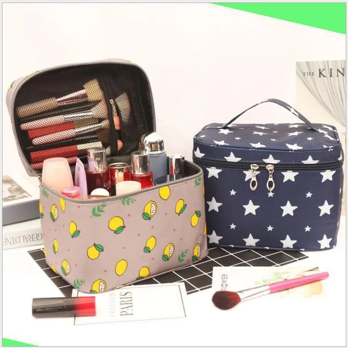 Basic Animal Fruit Polyester Cylindrical Makeup Bags