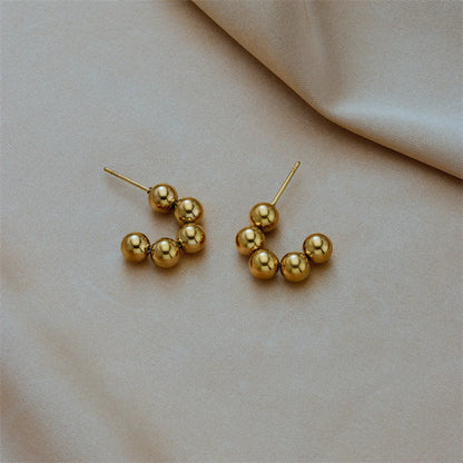 1 Pair Basic C Shape Gold Plated Titanium Steel Gold Plated Ear Studs