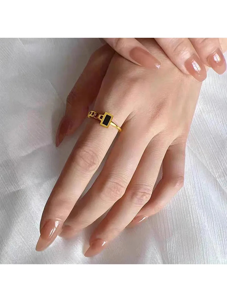 316 Stainless Steel  18K Gold Plated Basic Classic Style Commute Plating Rectangle Acrylic Rings