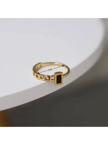 316 Stainless Steel  18K Gold Plated Basic Classic Style Commute Plating Rectangle Acrylic Rings