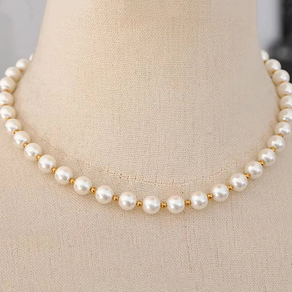 Basic Classic Style Commute Solid Color 18K Gold Plated Artificial Pearls 304 Stainless Steel Artificial Pearl Wholesale Bracelets