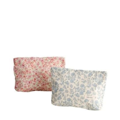 Basic Classic Style Ditsy Floral Cotton Square Makeup Bags