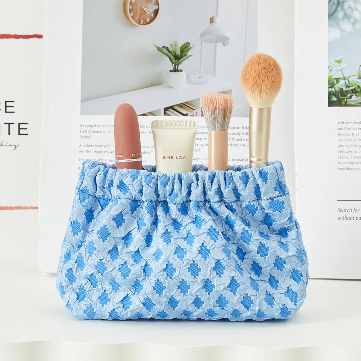 Basic Classic Style Flower Canvas Square Makeup Bags