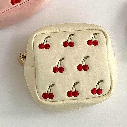 Basic Classic Style Fruit Polyester Square Makeup Bags