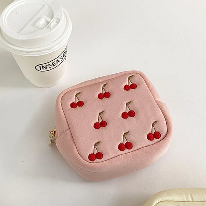 Basic Classic Style Fruit Polyester Square Makeup Bags