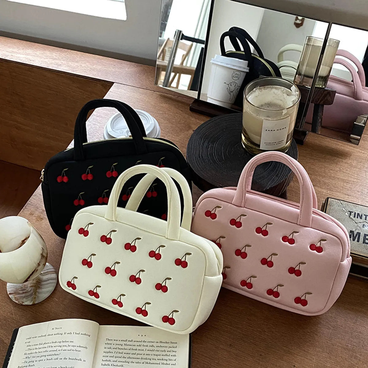 Basic Classic Style Fruit Polyester Square Makeup Bags