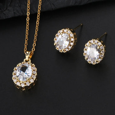 Basic Classic Style Geometric Copper Plating Inlay Zircon Necklace