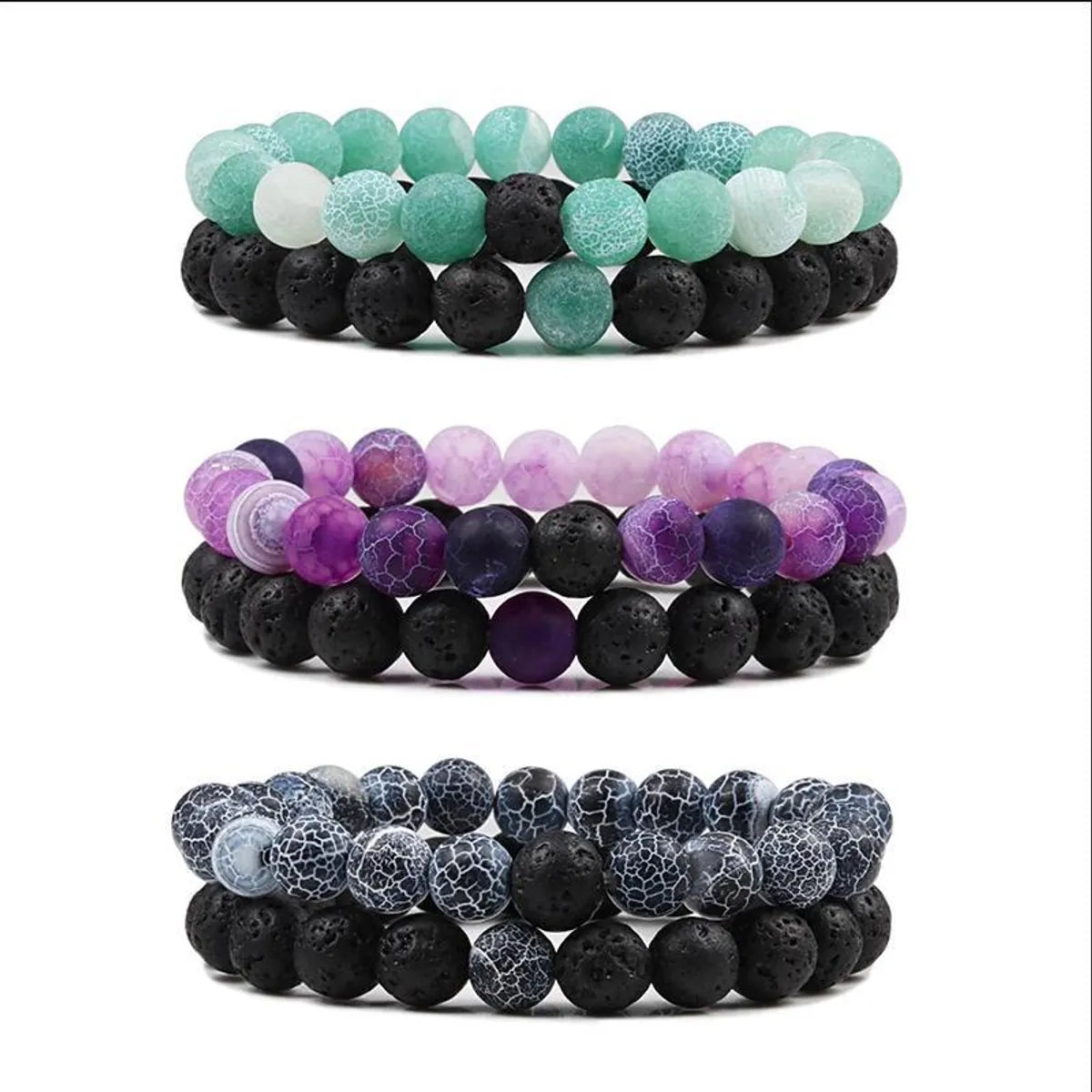 Basic Classic Style Geometric Natural Stone Agate Bracelets