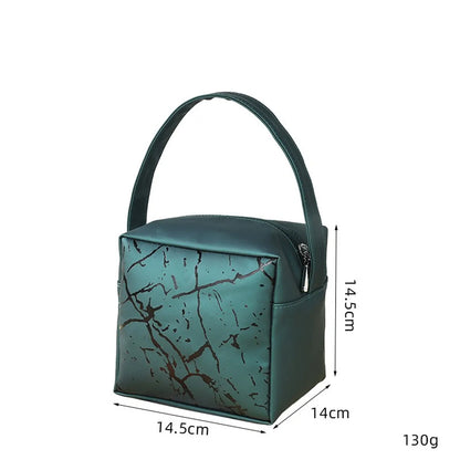 Basic Classic Style Geometric Pu Leather Square Makeup Bags