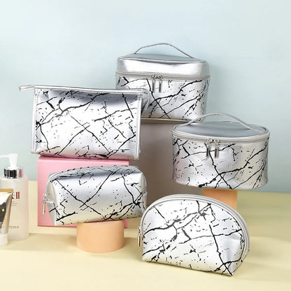 Basic Classic Style Geometric Pu Leather Square Makeup Bags