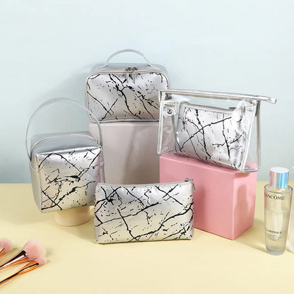 Basic Classic Style Geometric Pu Leather Square Makeup Bags