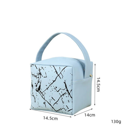 Basic Classic Style Geometric Pu Leather Square Makeup Bags