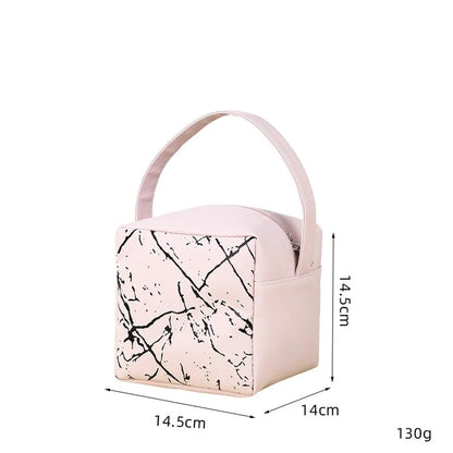 Basic Classic Style Geometric Pu Leather Square Makeup Bags