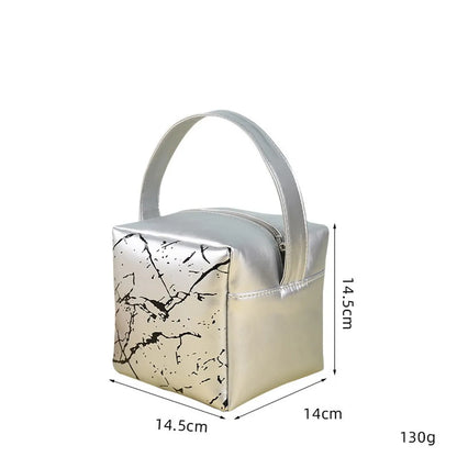 Basic Classic Style Geometric Pu Leather Square Makeup Bags