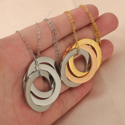 Stainless Steel 18K Gold Plated Basic Classic Style Geometric None Pendant Necklace