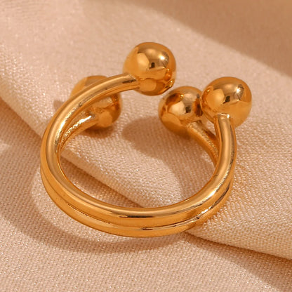 Basic Classic Style Geometric Stainless Steel Plating 18k Gold Plated Open Rings