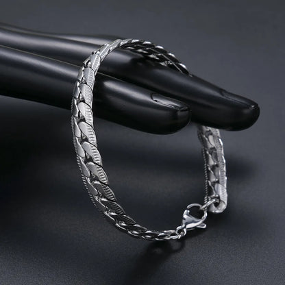 Basic Classic Style Geometric Titanium Steel Plating Men'S Bracelets