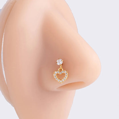 Basic Classic Style Heart Shape Flower Butterfly Stainless Steel Plating Inlay Zircon 18k Gold Plated Nose Studs