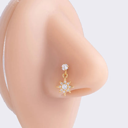 Basic Classic Style Heart Shape Flower Butterfly Stainless Steel Plating Inlay Zircon 18k Gold Plated Nose Studs