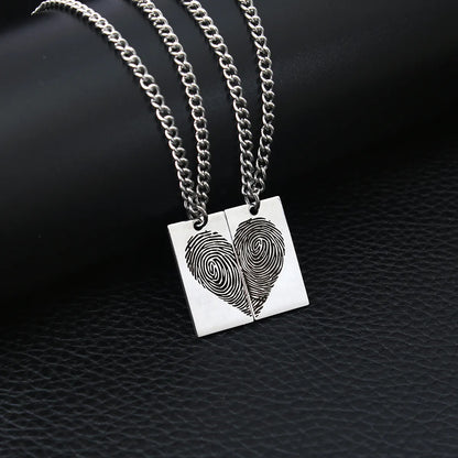 Basic Classic Style Heart Shape Stainless Steel Couple Pendant Necklace