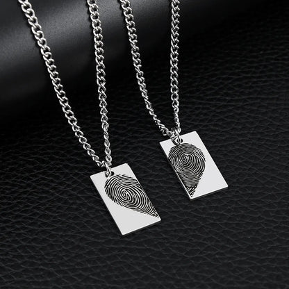 Basic Classic Style Heart Shape Stainless Steel Couple Pendant Necklace