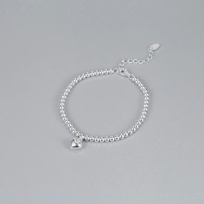 Basic Classic Style Heart Shape Sterling Silver Plating Bracelets