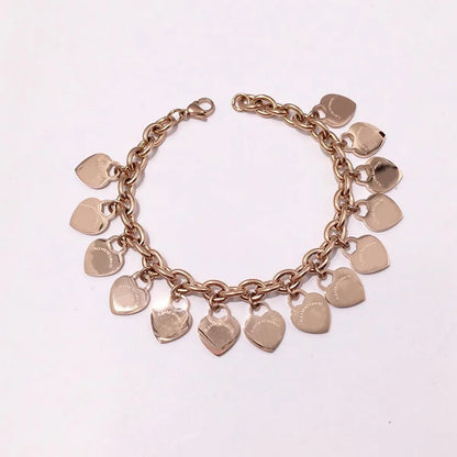 Basic Classic Style Heart Shape Titanium Steel Plating Bracelets